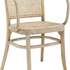 Modway Winona Elm Wood Cane Rattan Seat, Dining Side Chair, Black
