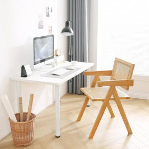 Rattan Dining Chairs Set of 2, Modern Mid Century Accent Chairs, Comfy Armchairs, Outdoor Rattan Chairs with Armrest for Bedroom Living Room Reading Room Dining Kitchen