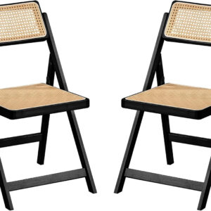 Rattan Dining Chairs Set of 2, Modern Mid Century Accent Chairs, Comfy Armchairs, Outdoor Rattan Chairs with Armrest for Bedroom Living Room Reading Room Dining Kitchen