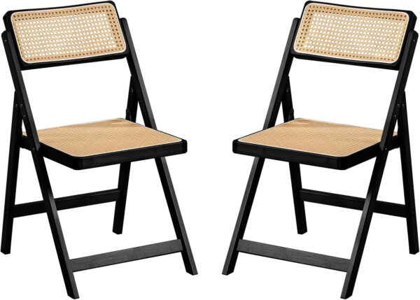 Rattan Dining Chairs Set of 2, Modern Mid Century Accent Chairs, Comfy Armchairs, Outdoor Rattan Chairs with Armrest for Bedroom Living Room Reading Room Dining Kitchen