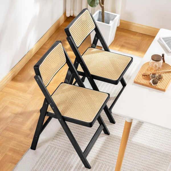 Rattan Dining Chairs Set of 2, Modern Mid Century Accent Chairs, Comfy Armchairs, Outdoor Rattan Chairs with Armrest for Bedroom Living Room Reading Room Dining Kitchen
