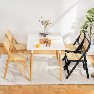 Rattan Dining Chairs Set of 2, Modern Mid Century Accent Chairs, Comfy Armchairs, Outdoor Rattan Chairs with Armrest for Bedroom Living Room Reading Room Dining Kitchen