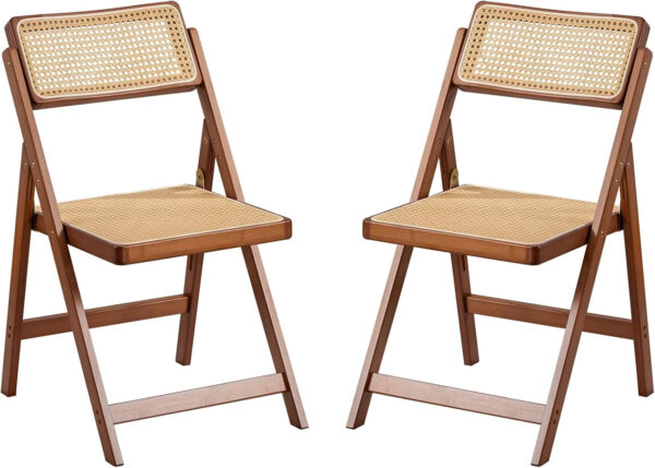 Rattan Dining Chairs Set of 2, Modern Mid Century Accent Chairs, Comfy Armchairs, Outdoor Rattan Chairs with Armrest for Bedroom Living Room Reading Room Dining Kitchen