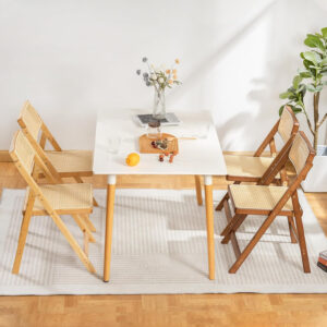 Rattan Dining Chairs Set of 2, Modern Mid Century Accent Chairs, Comfy Armchairs, Outdoor Rattan Chairs with Armrest for Bedroom Living Room Reading Room Dining Kitchen