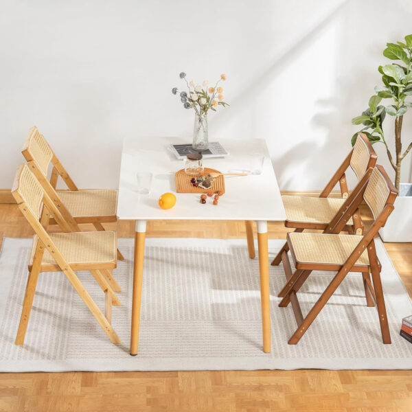 Rattan Dining Chairs Set of 2, Modern Mid Century Accent Chairs, Comfy Armchairs, Outdoor Rattan Chairs with Armrest for Bedroom Living Room Reading Room Dining Kitchen