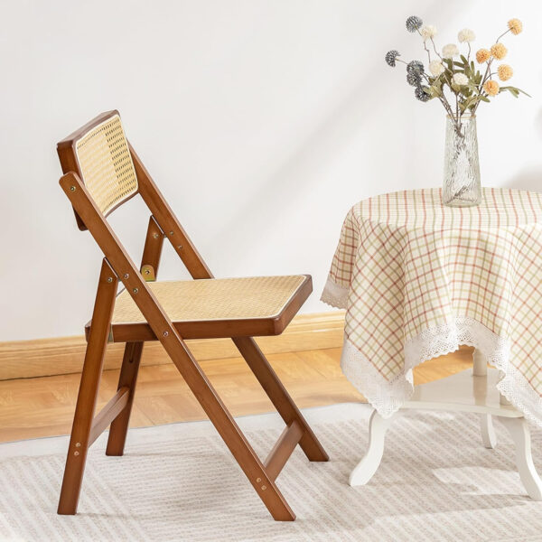 Rattan Dining Chairs Set of 2, Modern Mid Century Accent Chairs, Comfy Armchairs, Outdoor Rattan Chairs with Armrest for Bedroom Living Room Reading Room Dining Kitchen