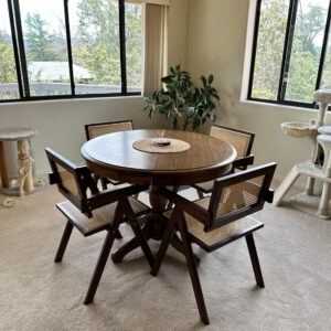 Rattan Dining Chairs Set of 2, Modern Mid Century Accent Chairs, Comfy Armchairs, Outdoor Rattan Chairs with Armrest for Bedroom Living Room Reading Room Dining Kitchen