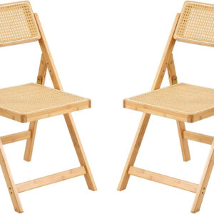 Rattan Dining Chairs Set of 2, Modern Mid Century Accent Chairs, Comfy Armchairs, Outdoor Rattan Chairs with Armrest for Bedroom Living Room Reading Room Dining Kitchen