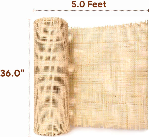 68886d63a1dab4907d3754074f28886d5923cc5fb15d2003600c0.jpg 36" Width Square Rattan Cane Webbing Roll 15 Feet Fine Radio Net Mesh Pre Woven Open for Caning Projects Rattan Fabric Crafts Cane Weave Rattan Natural Material for Cabinet Chair Furniture (15 Feet)