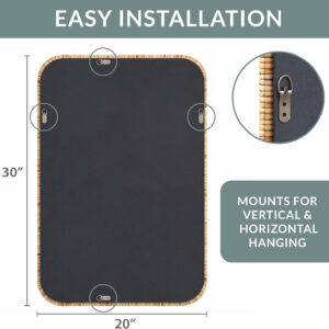 Barnyard Designs Rattan Bathroom Mirror – Rustic Farmhouse Style Handmade Wicker Rattan Frame - Boho Mirror for Nursery Wall Décor (20" x 30", Rectangular)