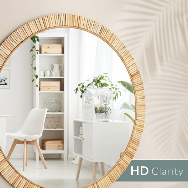 Barnyard Designs Rattan Bathroom Mirror – Rustic Farmhouse Style Handmade Wicker Rattan Frame - Boho Mirror for Nursery Wall Décor (20" x 30", Rectangular)