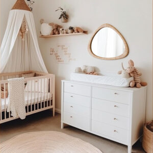 Barnyard Designs Rattan Bathroom Mirror – Rustic Farmhouse Style Handmade Wicker Rattan Frame - Boho Mirror for Nursery Wall Décor (20" x 30", Rectangular)