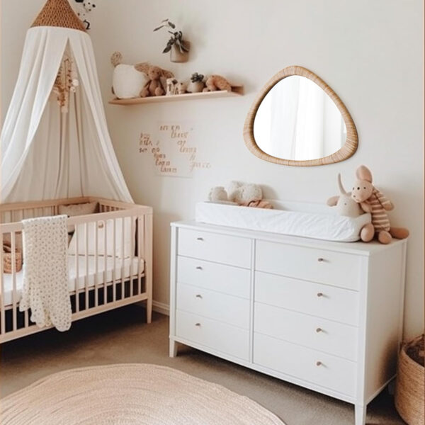 Barnyard Designs Rattan Bathroom Mirror – Rustic Farmhouse Style Handmade Wicker Rattan Frame - Boho Mirror for Nursery Wall Décor (20" x 30", Rectangular)