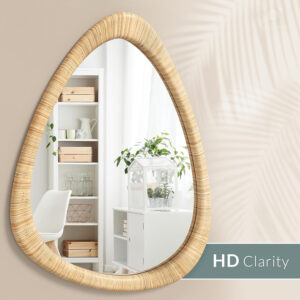 Barnyard Designs Rattan Bathroom Mirror – Rustic Farmhouse Style Handmade Wicker Rattan Frame - Boho Mirror for Nursery Wall Décor (20" x 30", Rectangular)