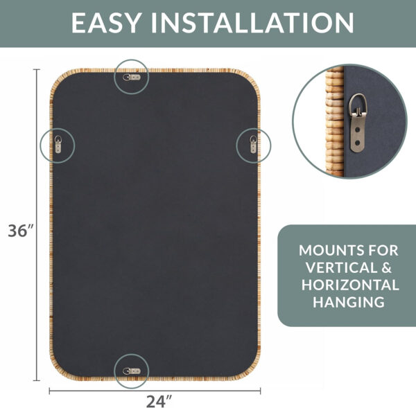 Barnyard Designs Rattan Bathroom Mirror – Rustic Farmhouse Style Handmade Wicker Rattan Frame - Boho Mirror for Nursery Wall Décor (20" x 30", Rectangular)