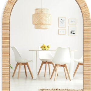 Barnyard Designs Rattan Bathroom Mirror – Rustic Farmhouse Style Handmade Wicker Rattan Frame - Boho Mirror for Nursery Wall Décor (20" x 30", Rectangular)