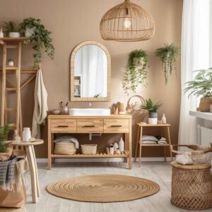 Barnyard Designs Rattan Bathroom Mirror – Rustic Farmhouse Style Handmade Wicker Rattan Frame - Boho Mirror for Nursery Wall Décor (20" x 30", Rectangular)