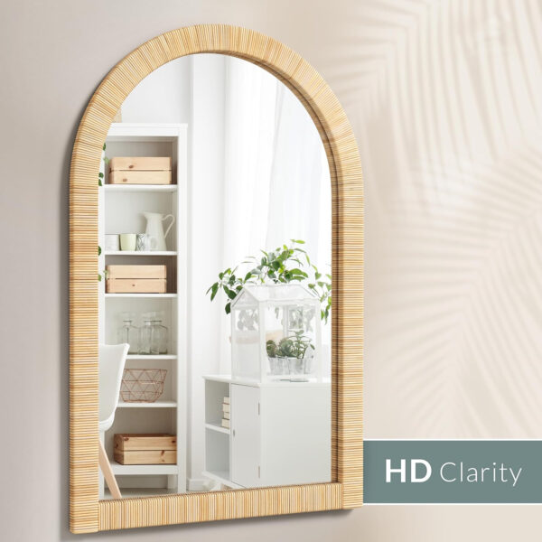 Barnyard Designs Rattan Bathroom Mirror – Rustic Farmhouse Style Handmade Wicker Rattan Frame - Boho Mirror for Nursery Wall Décor (20" x 30", Rectangular)