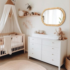 Barnyard Designs Rattan Bathroom Mirror – Rustic Farmhouse Style Handmade Wicker Rattan Frame - Boho Mirror for Nursery Wall Décor (20" x 30", Rectangular)