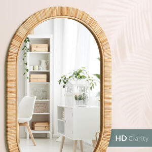 Barnyard Designs Rattan Bathroom Mirror – Rustic Farmhouse Style Handmade Wicker Rattan Frame - Boho Mirror for Nursery Wall Décor (20" x 30", Rectangular)