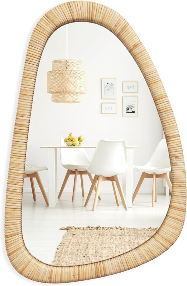 Barnyard Designs Rattan Bathroom Mirror – Rustic Farmhouse Style Handmade Wicker Rattan Frame - Boho Mirror for Nursery Wall Décor (20" x 30", Rectangular)