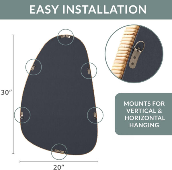 Barnyard Designs Rattan Bathroom Mirror – Rustic Farmhouse Style Handmade Wicker Rattan Frame - Boho Mirror for Nursery Wall Décor (20" x 30", Rectangular)