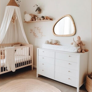 Barnyard Designs Rattan Bathroom Mirror – Rustic Farmhouse Style Handmade Wicker Rattan Frame - Boho Mirror for Nursery Wall Décor (20" x 30", Rectangular)