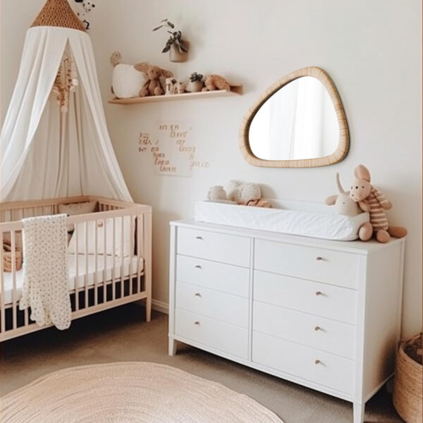 Barnyard Designs Rattan Bathroom Mirror – Rustic Farmhouse Style Handmade Wicker Rattan Frame - Boho Mirror for Nursery Wall Décor (20" x 30", Rectangular)