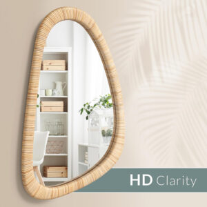 Barnyard Designs Rattan Bathroom Mirror – Rustic Farmhouse Style Handmade Wicker Rattan Frame - Boho Mirror for Nursery Wall Décor (20" x 30", Rectangular)