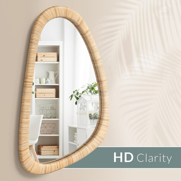 Barnyard Designs Rattan Bathroom Mirror – Rustic Farmhouse Style Handmade Wicker Rattan Frame - Boho Mirror for Nursery Wall Décor (20" x 30", Rectangular)