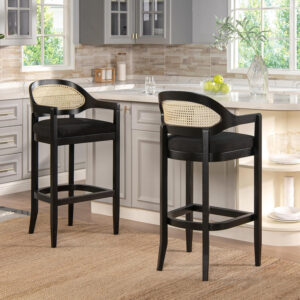 Jennifer Taylor Home Americana 26'' Cane Back Counter-Height Bar Stool, Black