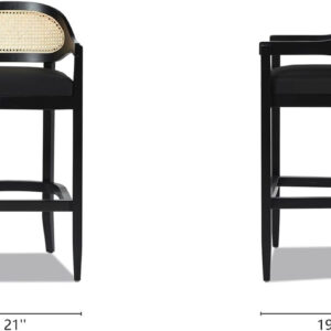 Jennifer Taylor Home Americana 26'' Cane Back Counter-Height Bar Stool, Black