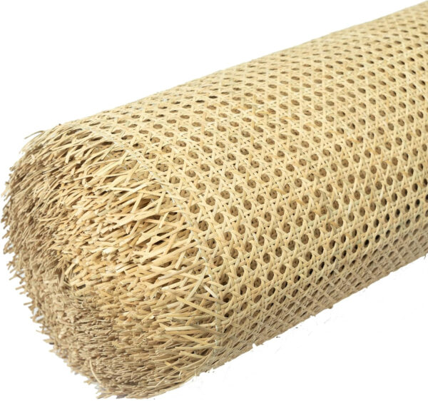 16" Width Rattan Cane Webbing Roll 12 Feet Length Hexagon Weave Pre-Woven Cane Mesh Net Open Weave Wicker Rattan Sheet Furniture, Chair, Cabinet, Ceiling (12 FEET)