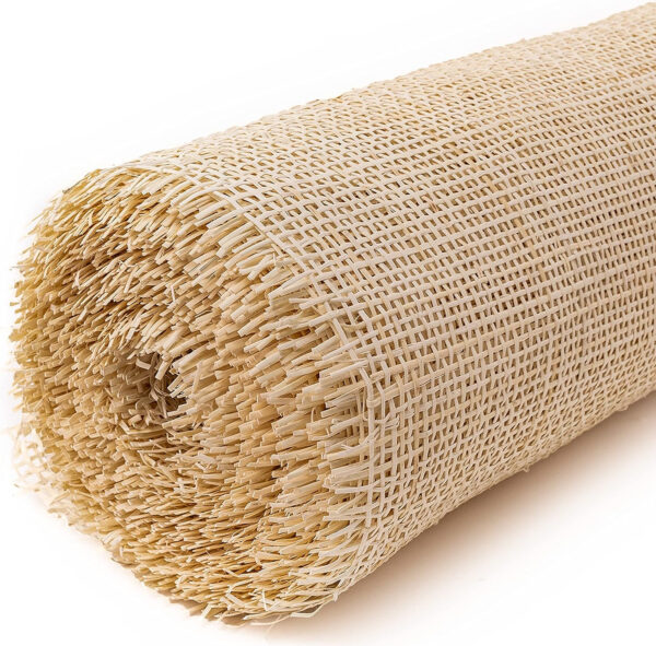 24" Width Square Rattan Cane Webbing Roll 12 Feet Fine Radio Net Mesh Pre Woven Open for Caning Projects Rattan Fabric Furniture Woven Rattan Sheet Crafts Chair Caning Supplies Wicker (12 Feet)