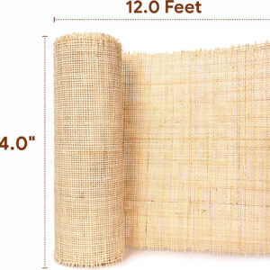 24" Width Square Rattan Cane Webbing Roll 12 Feet Fine Radio Net Mesh Pre Woven Open for Caning Projects Rattan Fabric Furniture Woven Rattan Sheet Crafts Chair Caning Supplies Wicker (12 Feet)
