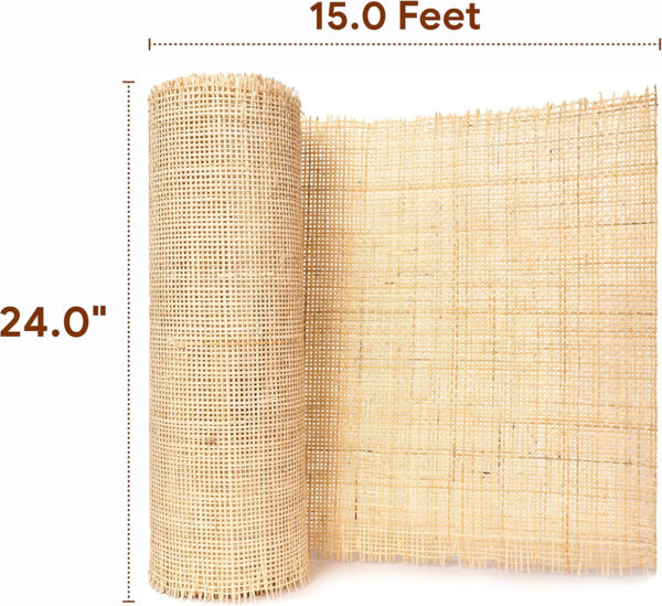24" Width Square Rattan Cane Webbing Roll 12 Feet Fine Radio Net Mesh Pre Woven Open for Caning Projects Rattan Fabric Furniture Woven Rattan Sheet Crafts Chair Caning Supplies Wicker (12 Feet)