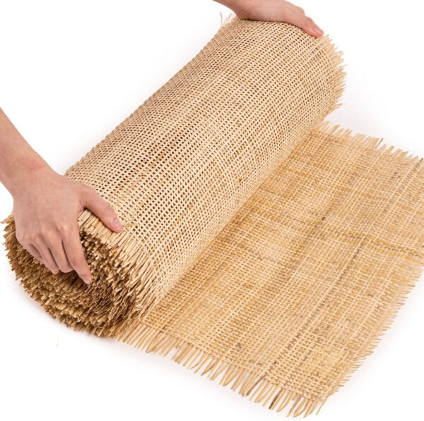 24" Width Square Rattan Cane Webbing Roll 12 Feet Fine Radio Net Mesh Pre Woven Open for Caning Projects Rattan Fabric Furniture Woven Rattan Sheet Crafts Chair Caning Supplies Wicker (12 Feet)