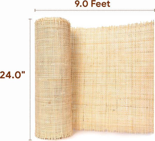 24" Width Square Rattan Cane Webbing Roll 12 Feet Fine Radio Net Mesh Pre Woven Open for Caning Projects Rattan Fabric Furniture Woven Rattan Sheet Crafts Chair Caning Supplies Wicker (12 Feet)