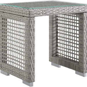 Modway Aura Outdoor Patio Wicker Rattan, Side Table, Gray