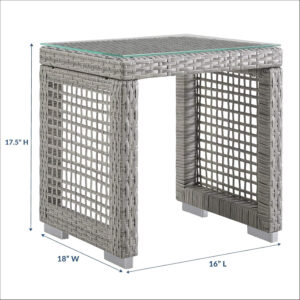 Modway Aura Outdoor Patio Wicker Rattan, Side Table, Gray