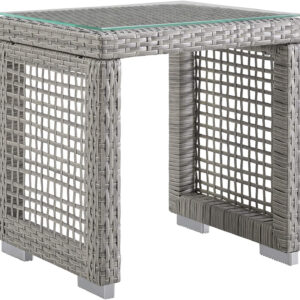 Modway Aura Outdoor Patio Wicker Rattan, Side Table, Gray