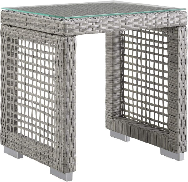 Modway Aura Outdoor Patio Wicker Rattan, Side Table, Gray