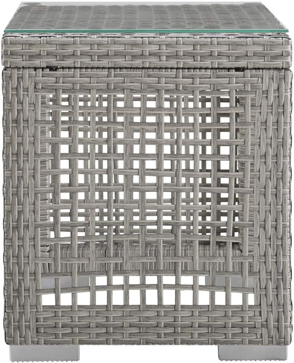Modway Aura Outdoor Patio Wicker Rattan, Side Table, Gray