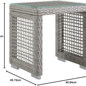 Modway Aura Outdoor Patio Wicker Rattan, Side Table, Gray