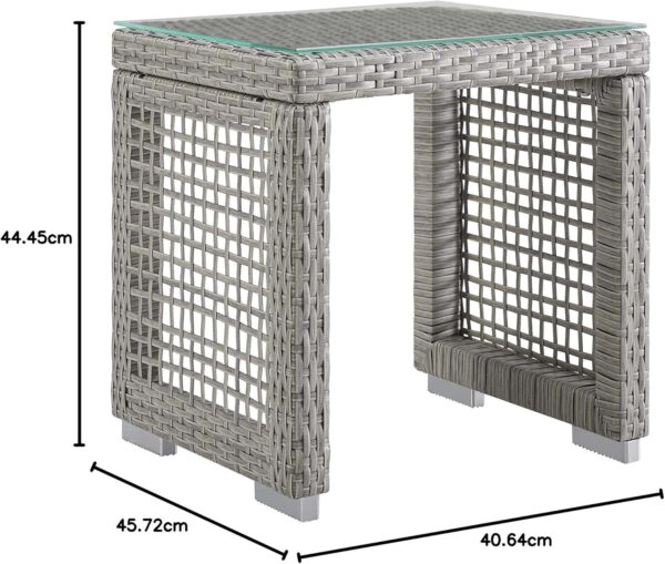 Modway Aura Outdoor Patio Wicker Rattan, Side Table, Gray