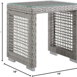 Modway Aura Outdoor Patio Wicker Rattan, Side Table, Gray