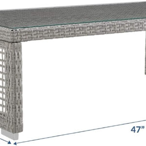 Modway Aura Outdoor Patio Wicker Rattan, Side Table, Gray
