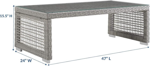 Modway Aura Outdoor Patio Wicker Rattan, Side Table, Gray