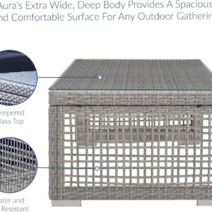 Modway Aura Outdoor Patio Wicker Rattan, Side Table, Gray