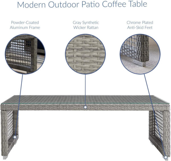 Modway Aura Outdoor Patio Wicker Rattan, Side Table, Gray